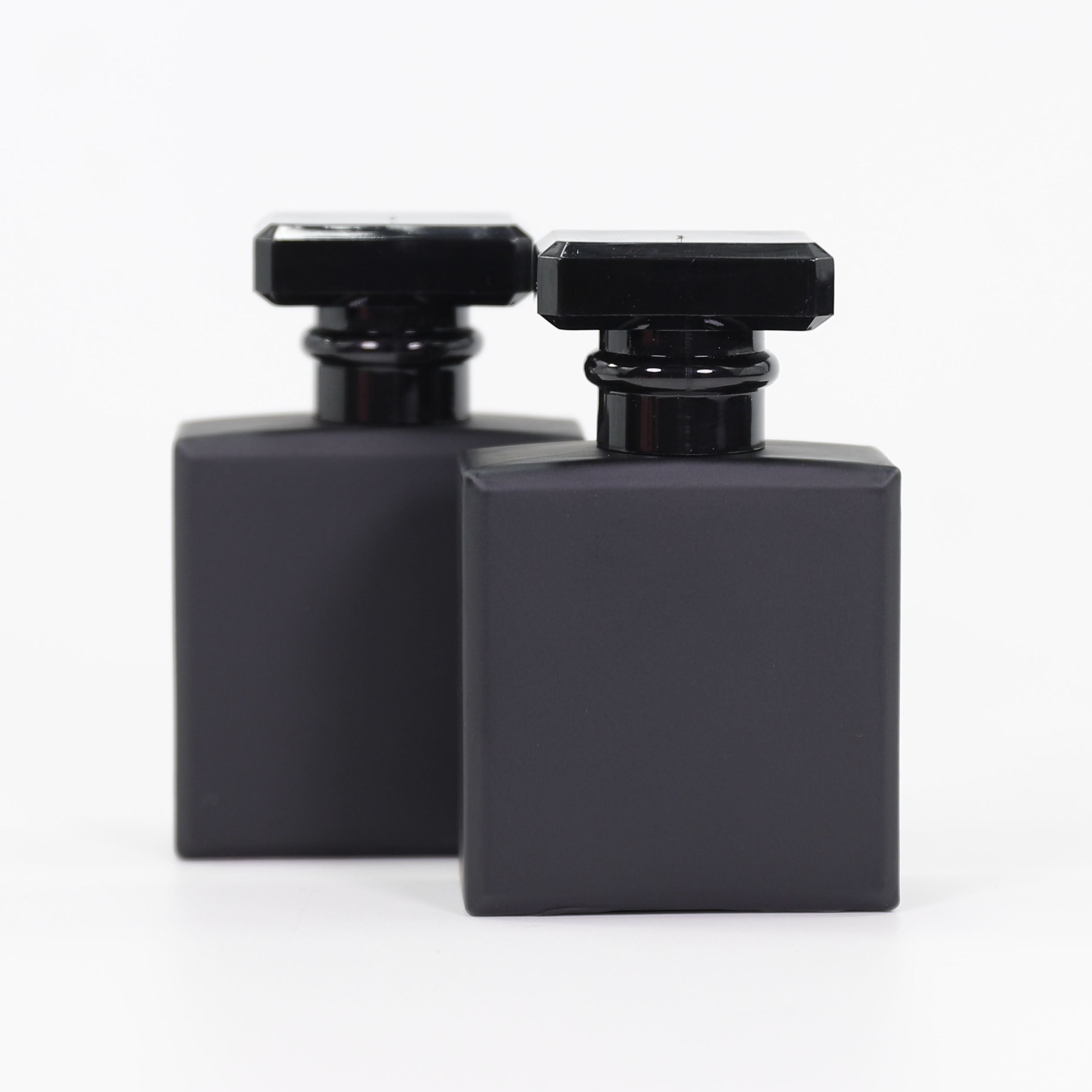 Wholesale 50ml Square Matte Black Perfume Glass Bottle with Spray Cap