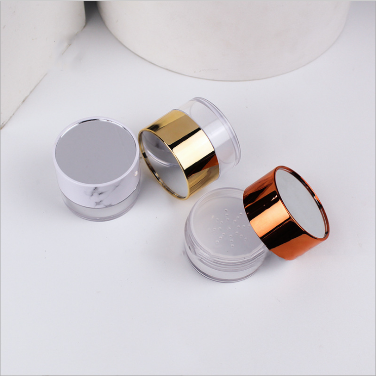 Wholesale 50ml round top piece with mirror large capacity powder compact powder puff empty makeup packaging material