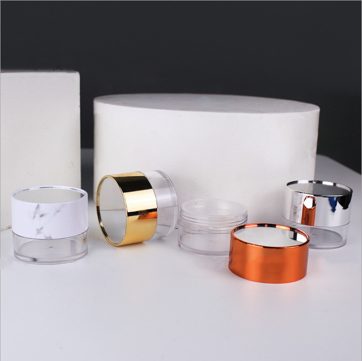 Wholesale 50ml round top piece with mirror large capacity powder compact powder puff empty makeup packaging material