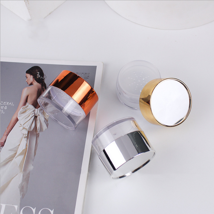 Wholesale 50ml round top piece with mirror large capacity powder compact powder puff empty makeup packaging material