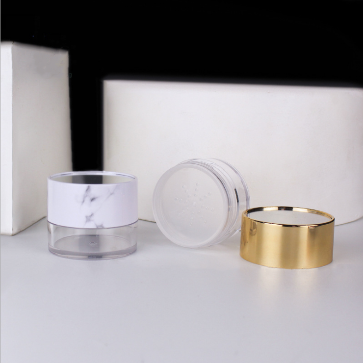 Wholesale 50ml round top piece with mirror large capacity powder compact powder puff empty makeup packaging material