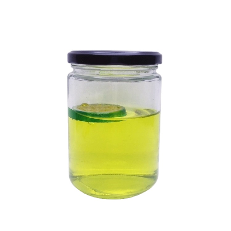 Wholesale 550ml empty wide mouth glass jar with black metal lid