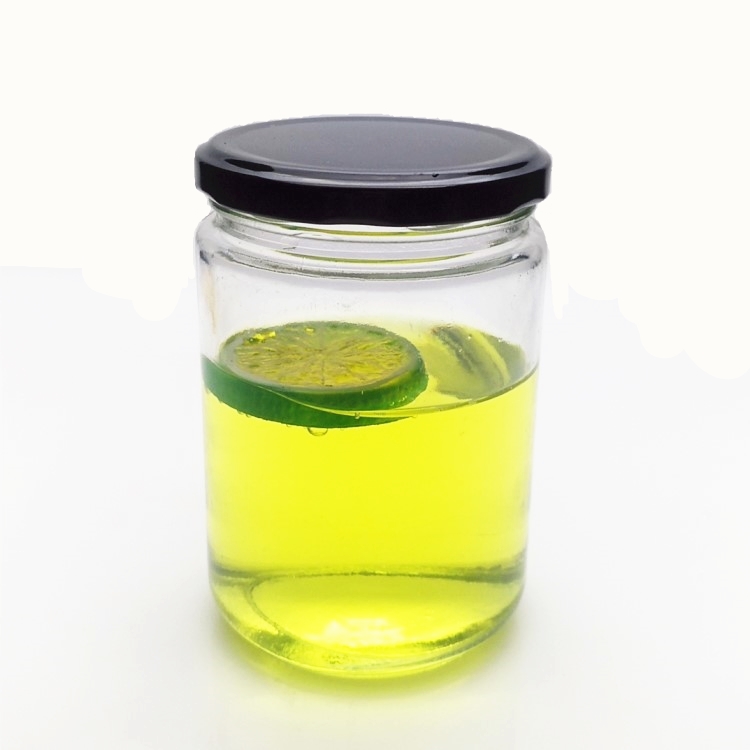 Wholesale 550ml empty wide mouth glass jar with black metal lid
