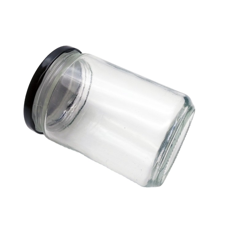Wholesale 550ml empty wide mouth glass jar with black metal lid