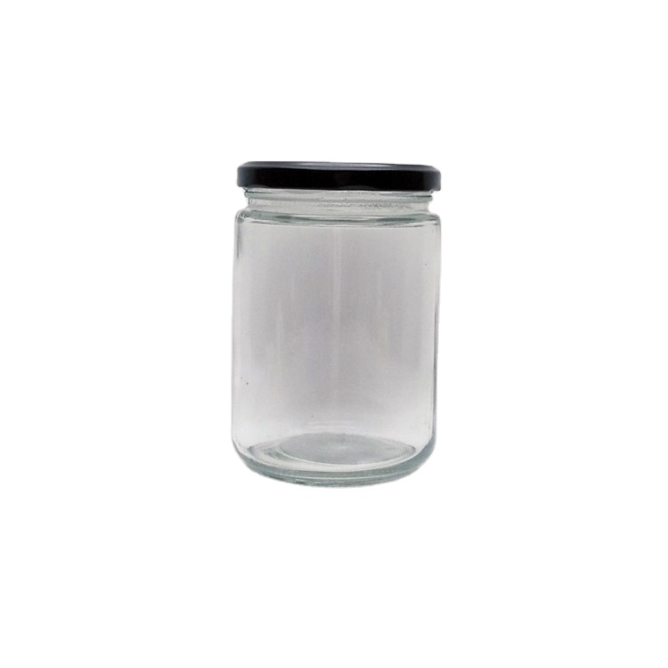 Wholesale 550ml empty wide mouth glass jar with black metal lid