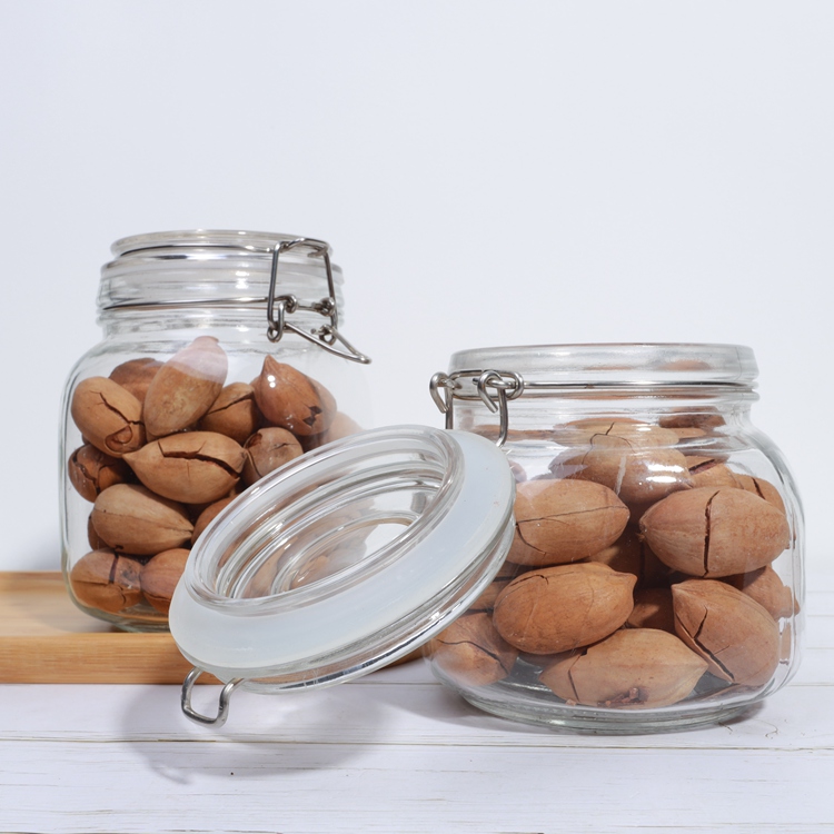 Wholesale 55ML 70ML 550ML 800ML Wide Mouth Mason Jars Clear Kitchen Storage Glass Jar For Cereal Pasta Sugar With Swing Top