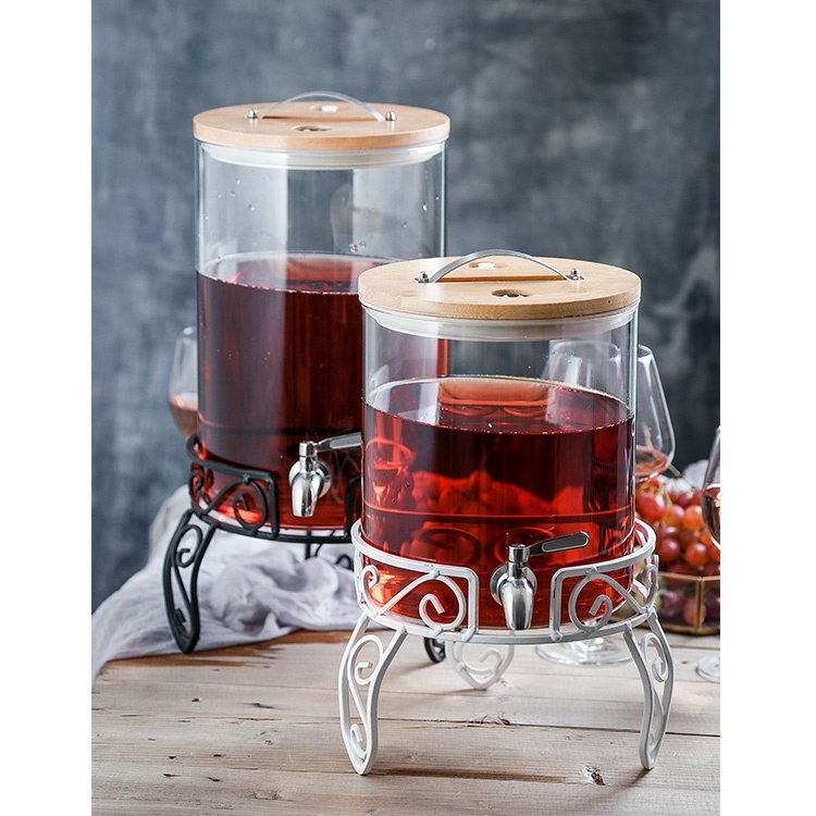 Wholesale 5L brewing wine high borosilicate glass jar sealed enzyme storage glass jar with tap