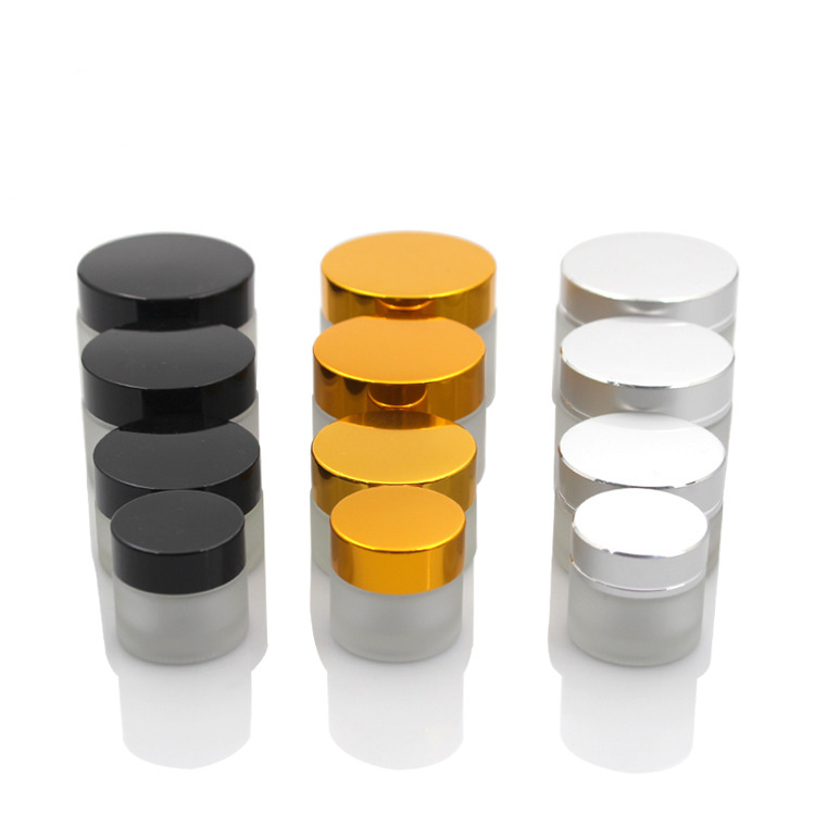 Wholesale 5g 10g 15g 20g 30g 50g 100g frosted clear glass cream jars empty glass bottles for cosmetic cream with aluminum lids