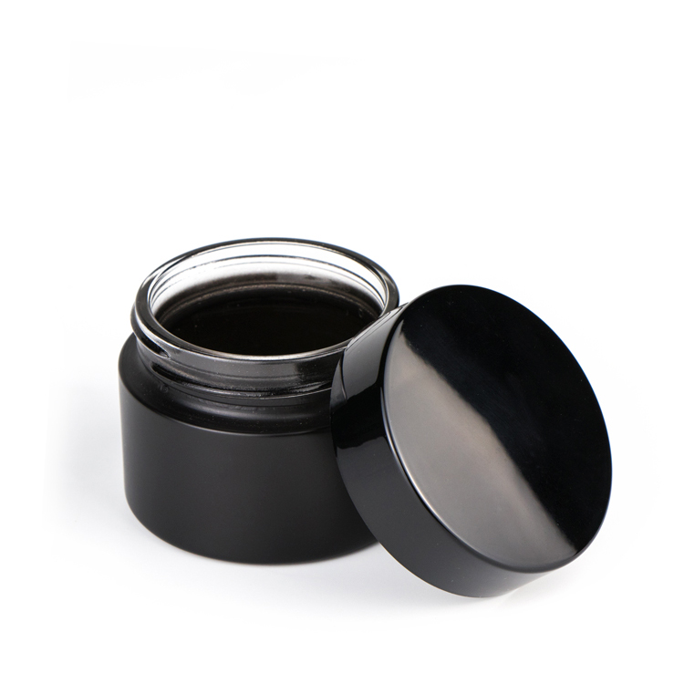 Wholesale 5g 10g 15g 20g 30g 50g 100g round matte black uv skincare glass cosmetic jars for cream