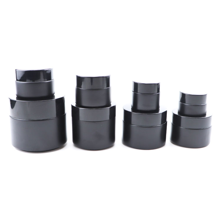 Wholesale 5g 10g 15g 20g 30g 50g 60g 100g black frosted glass cosmetic packaging skincare cream jars with black screw lid