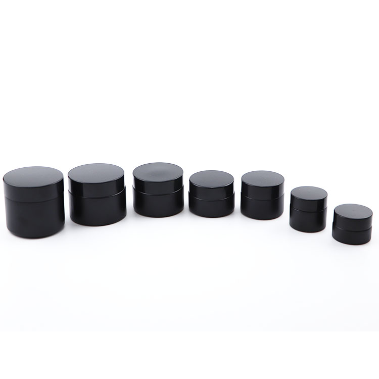 Wholesale 5g 10g 15g 20g 30g 50g 60g 100g black frosted glass cosmetic packaging skincare cream jars with black screw lid