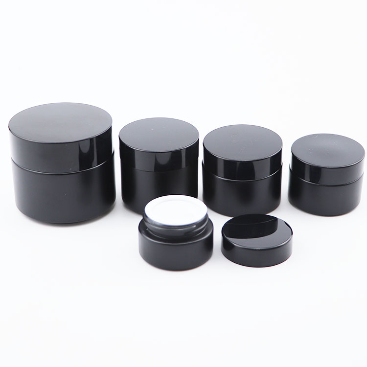 Wholesale 5g 10g 15g 20g 30g 50g 60g 100g cosmetic glass jar with black lid and gasket for cream