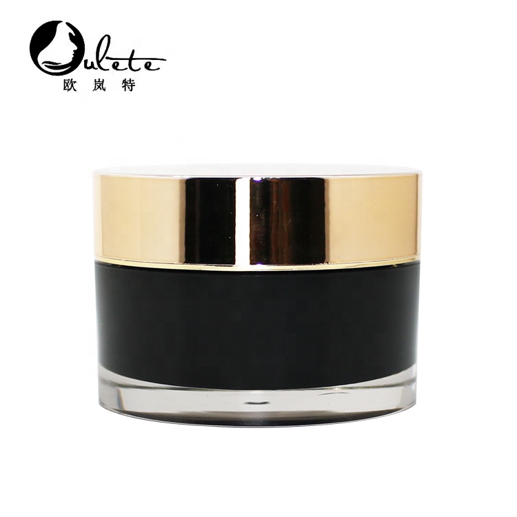 Wholesale 5g 10g 15g 30g 50g 100g Black round Acrylic Cream cosmetic scrub Jar with gold lid