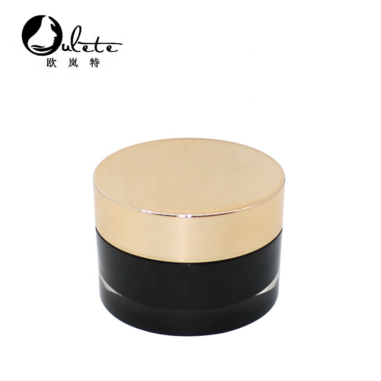 Wholesale 5g 10g 15g 30g 50g 100g Black round Acrylic Cream cosmetic scrub Jar with gold lid