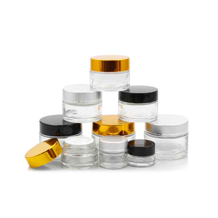 Wholesale 5g 10g 15g 30g 50g 100g cosmetic packaging empty clear glass cream jar