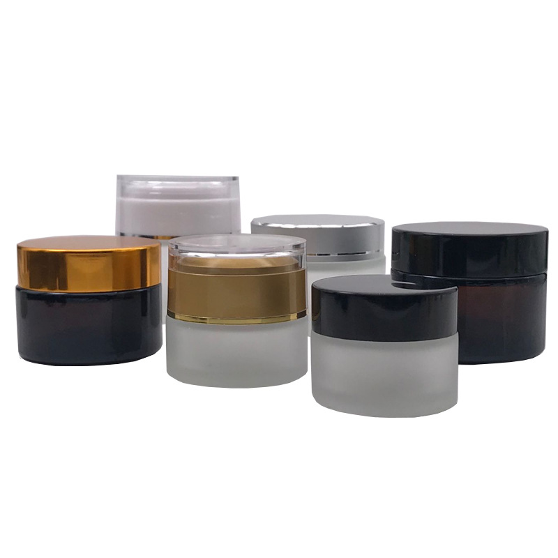 Wholesale 5g 10g 20g 30g 50g 100g Cylindrical Amber Cosmetic Jar Glass Cream Jar with Screw Cap