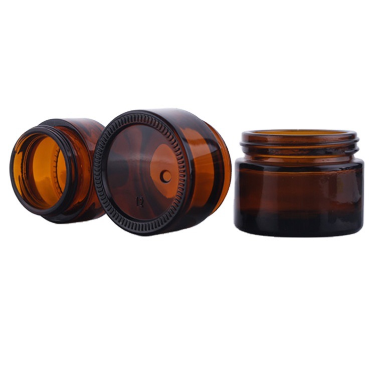 Wholesale 5g 10g 20g 30g 50g 100g Cylindrical Amber Cosmetic Jar Glass Cream Jar with Screw Cap