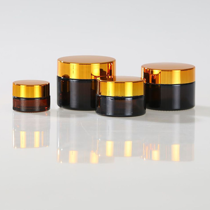 Wholesale 5g 10g 20g 30g 50g 100g Empty Amber Glass Cream Container Brown Glass Cosmetic Jar