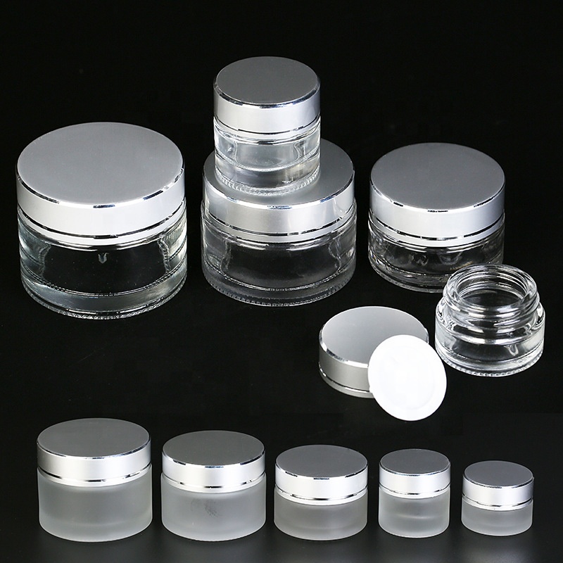 Wholesale 5g 10g 20g 30g 50g Face Cream Glass Cosmetic Jar Amber Blue Clear Frosted Glass Jar