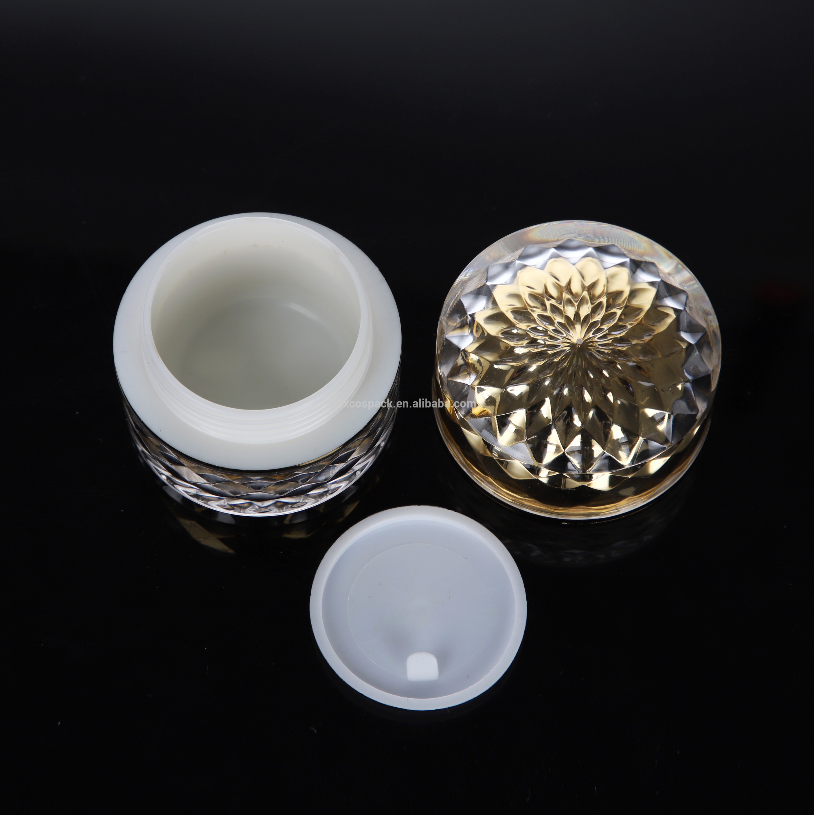 Wholesale 5g 10g 30g acrylic gold/silver cream jar, new design cosmetic package for skin care