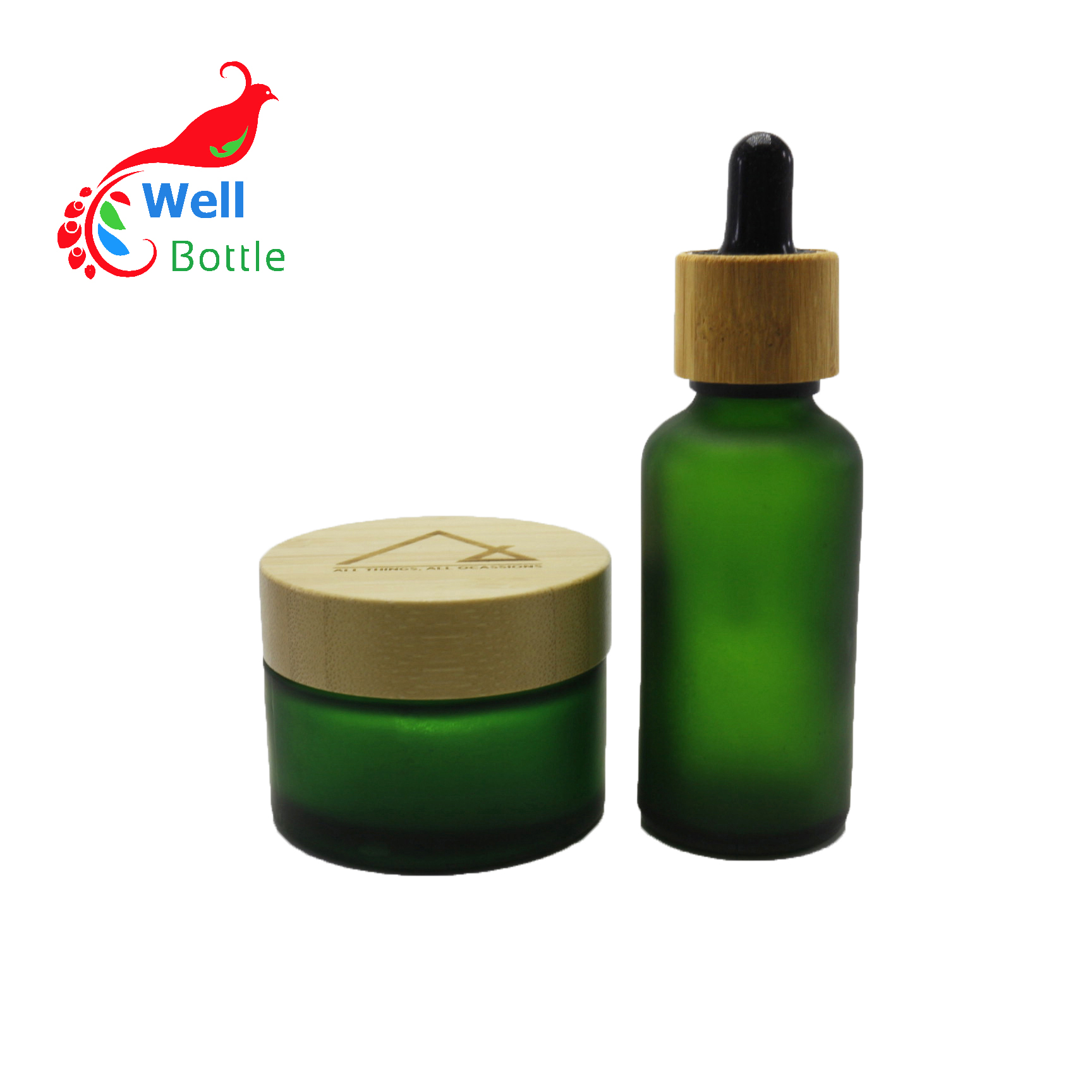 Wholesale 5g 15g 30g 50g 100g Eco Cosmetic Containers Matte Beauty Gel Jar Frosted Glass Cream Jar With Bambo lid BJ203E