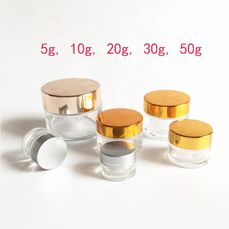 Wholesale 5g 15g 30g 50g 100g Eco Cosmetic Containers Matte Beauty Gel Jar Frosted Glass Cream Jar With Plastic Lid