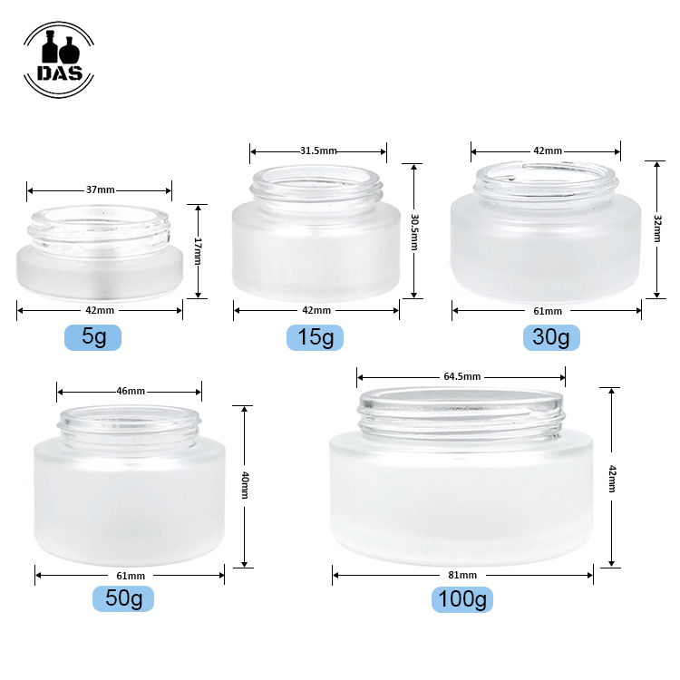 Wholesale 5g 15g 30g 50g 100g Small Empty Luxury Frosted Face Eye Cosmetic Cream Glass jar with Bamboo Lids