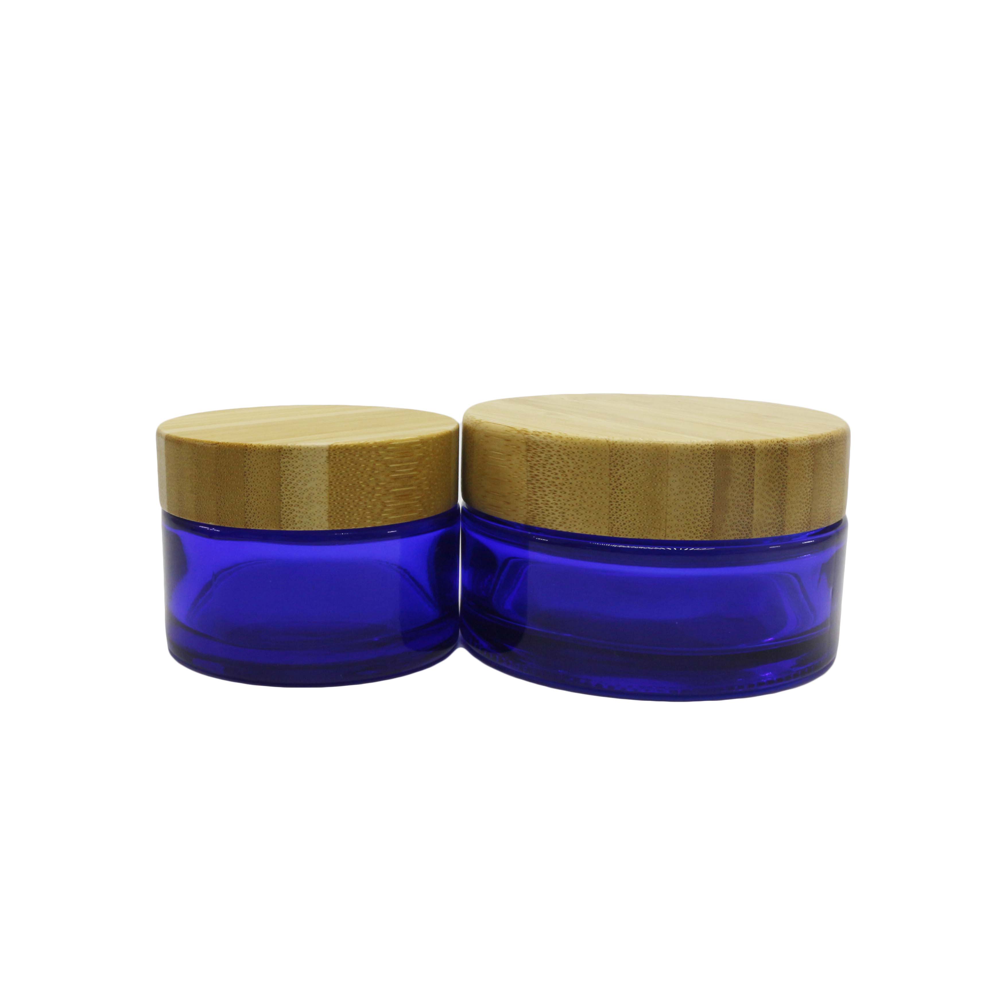 Wholesale 5g 15g 30g 50g 100g face cream glass jar for skincare glass packaging with bamboo lid BJ-CC01