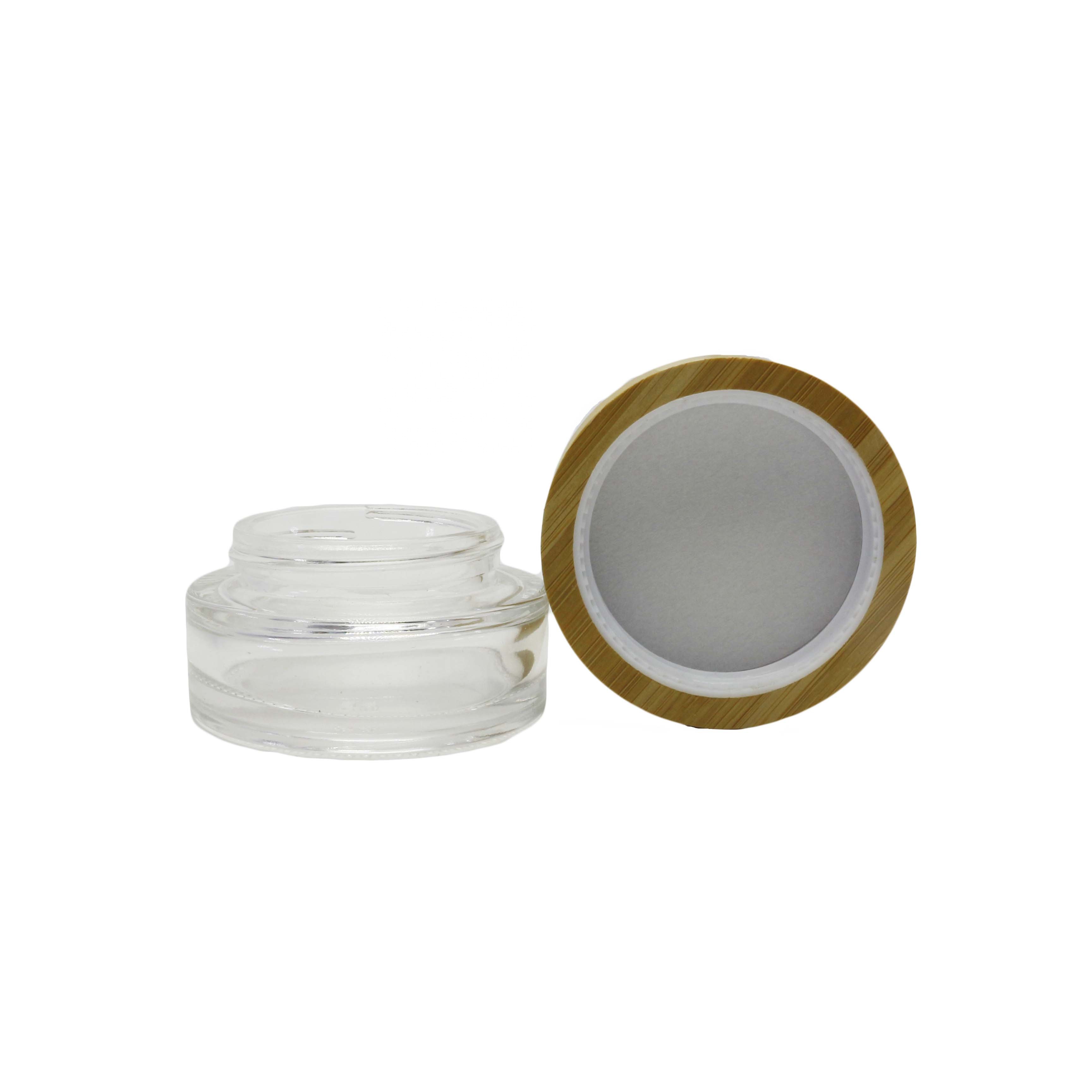 Wholesale 5g 15g 30g 50g 100g face cream glass jar with bamboo lid BJ-8888CC
