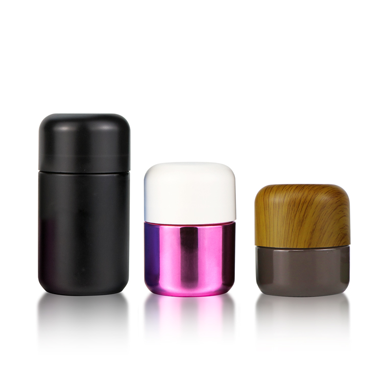 Wholesale 5g 50g 70g 110g matte black CRC smell proof childproof cap flower reserve glass jar with air tight black lid