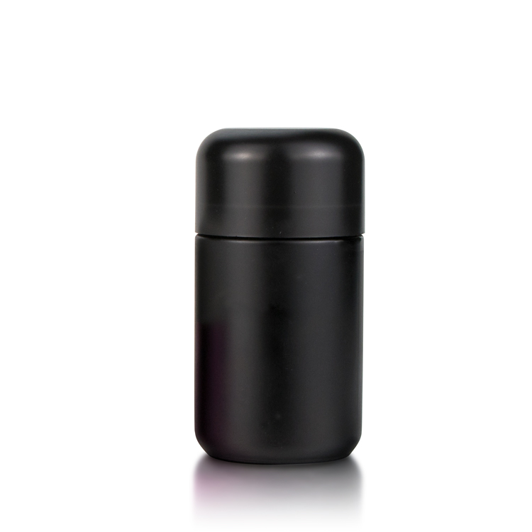 Wholesale 5g 50g 70g 110g matte black CRC smell proof childproof cap flower reserve glass jar with air tight black lid