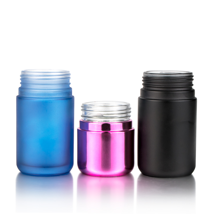 Wholesale 5g 50g 70g 110g matte black CRC smell proof childproof cap flower reserve glass jar with air tight black lid