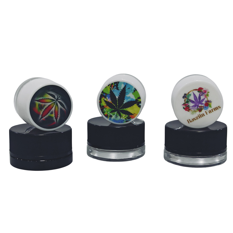 Wholesale 5g 7g 9g clear child proof CBD glass weed pots with child proof cap