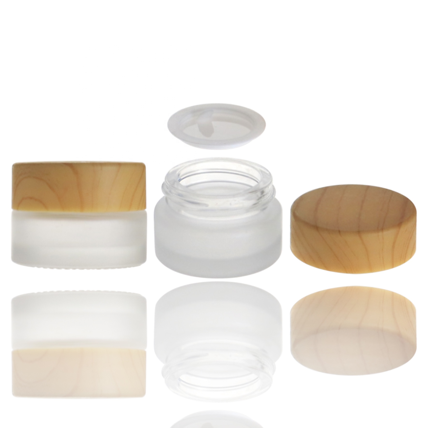 Wholesale 5g frosted bamboo jar for cosmetic cream
