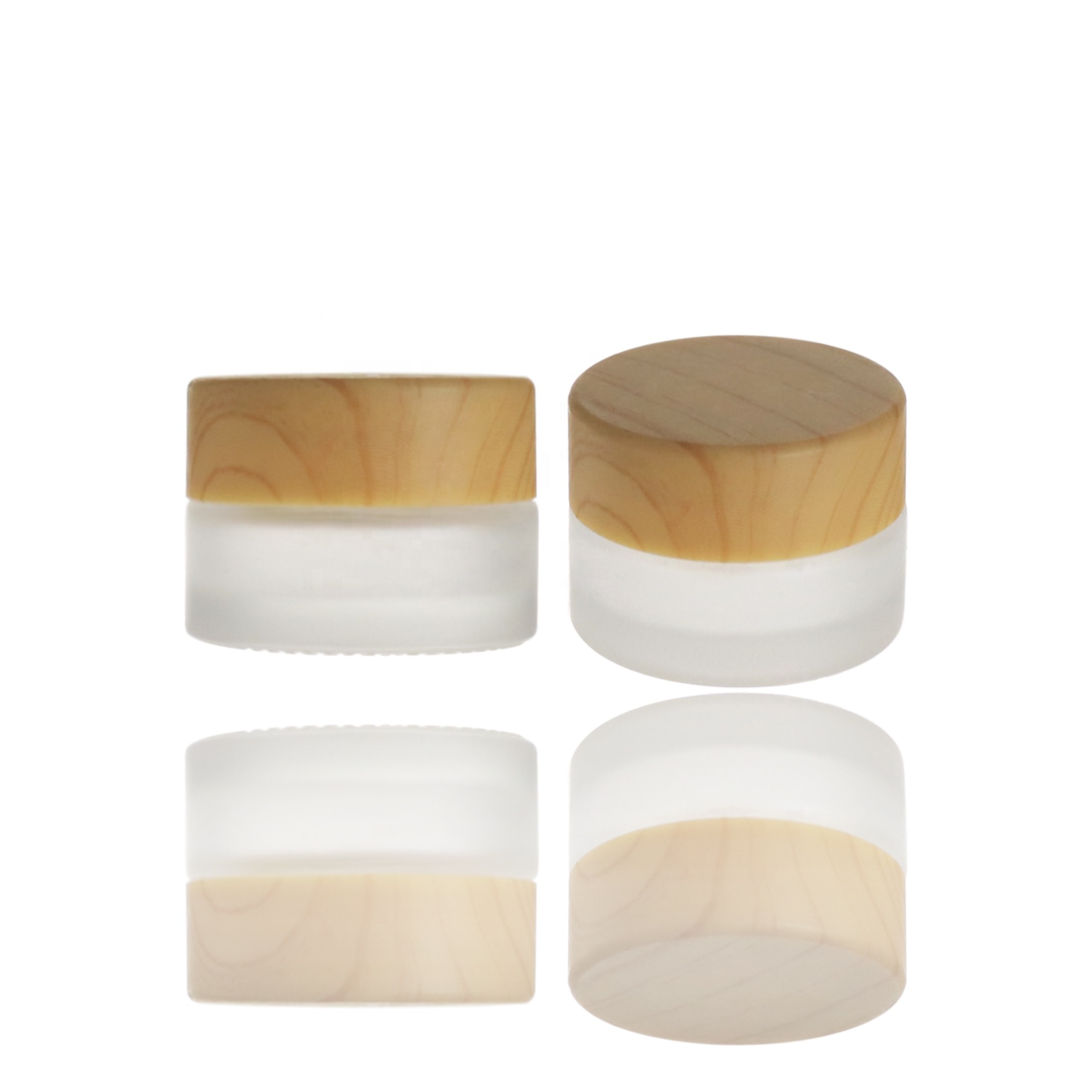 Wholesale 5g frosted bamboo jar for cosmetic cream