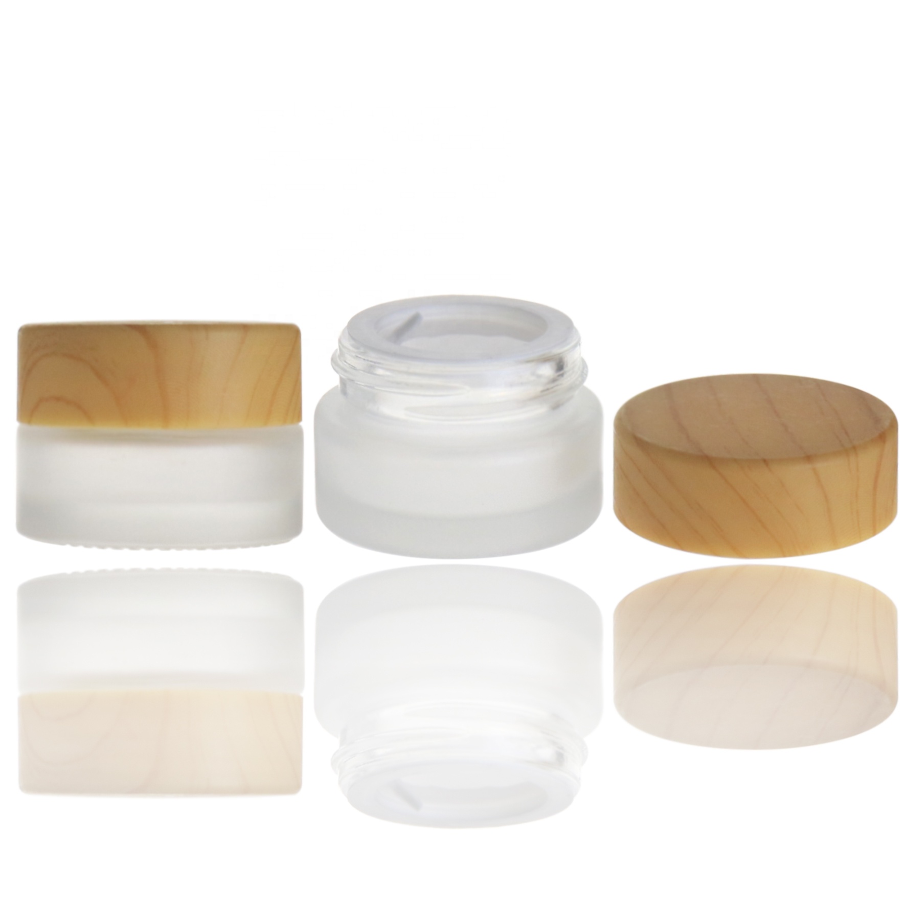 Wholesale 5g frosted bamboo jar for cosmetic cream