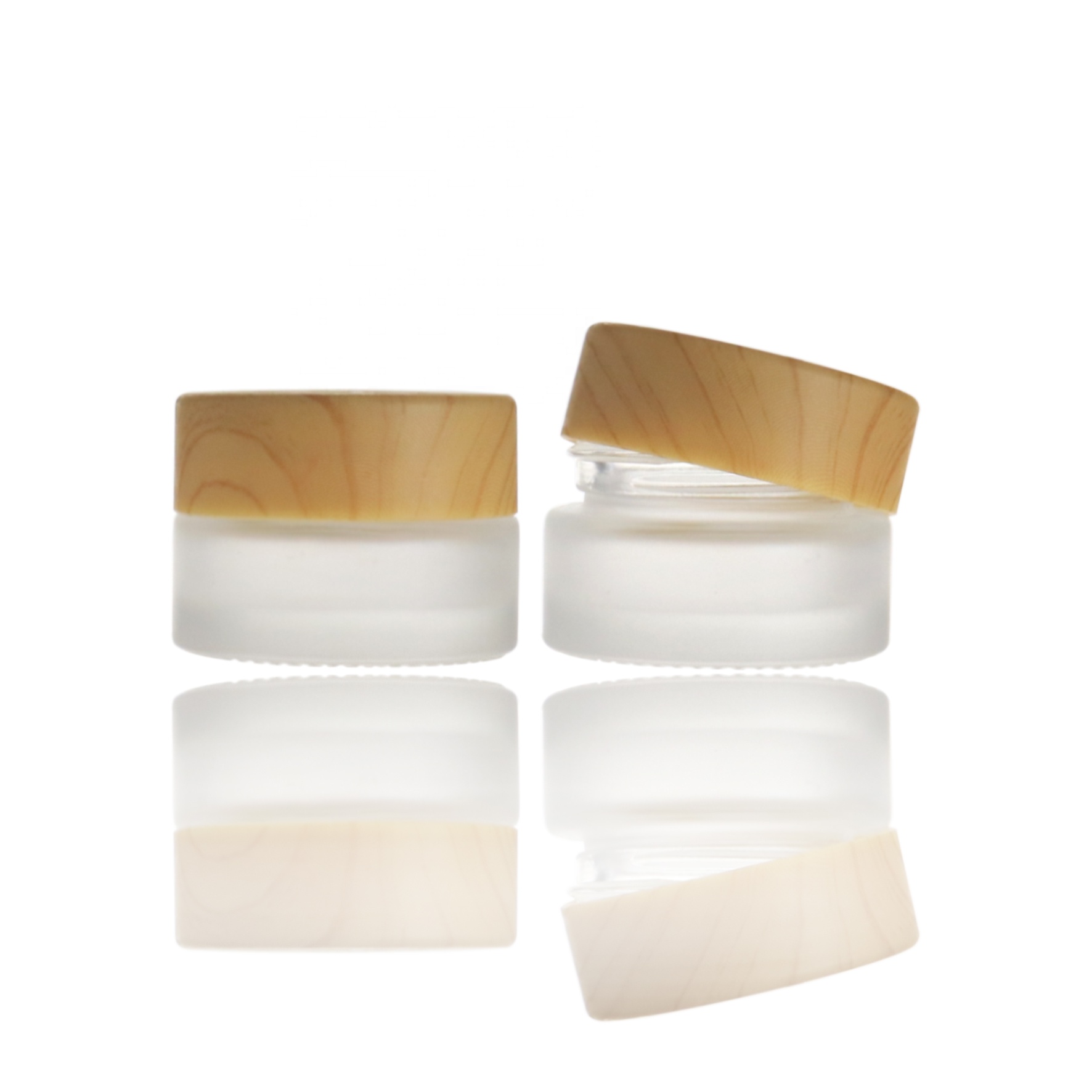 Wholesale 5g frosted bamboo jar for cosmetic cream