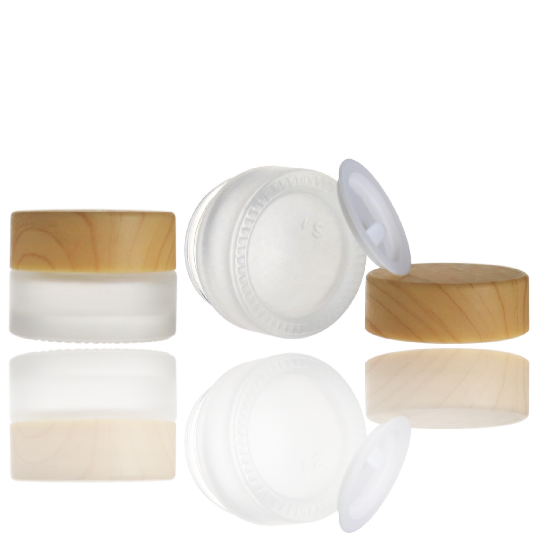 Wholesale 5g frosted bamboo jar for cosmetic cream