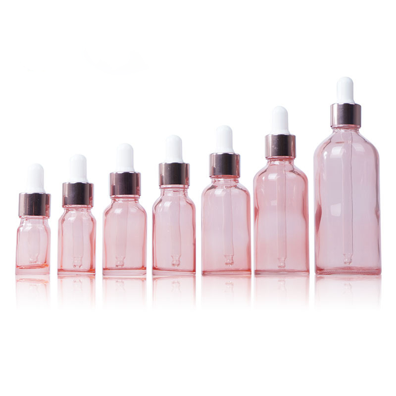 Wholesale 5ml-100ml Cosmetic Packaging Essential Oil Serum Bottles Glass Dropper Bottle Rose Gold Glass Dropper Bottle