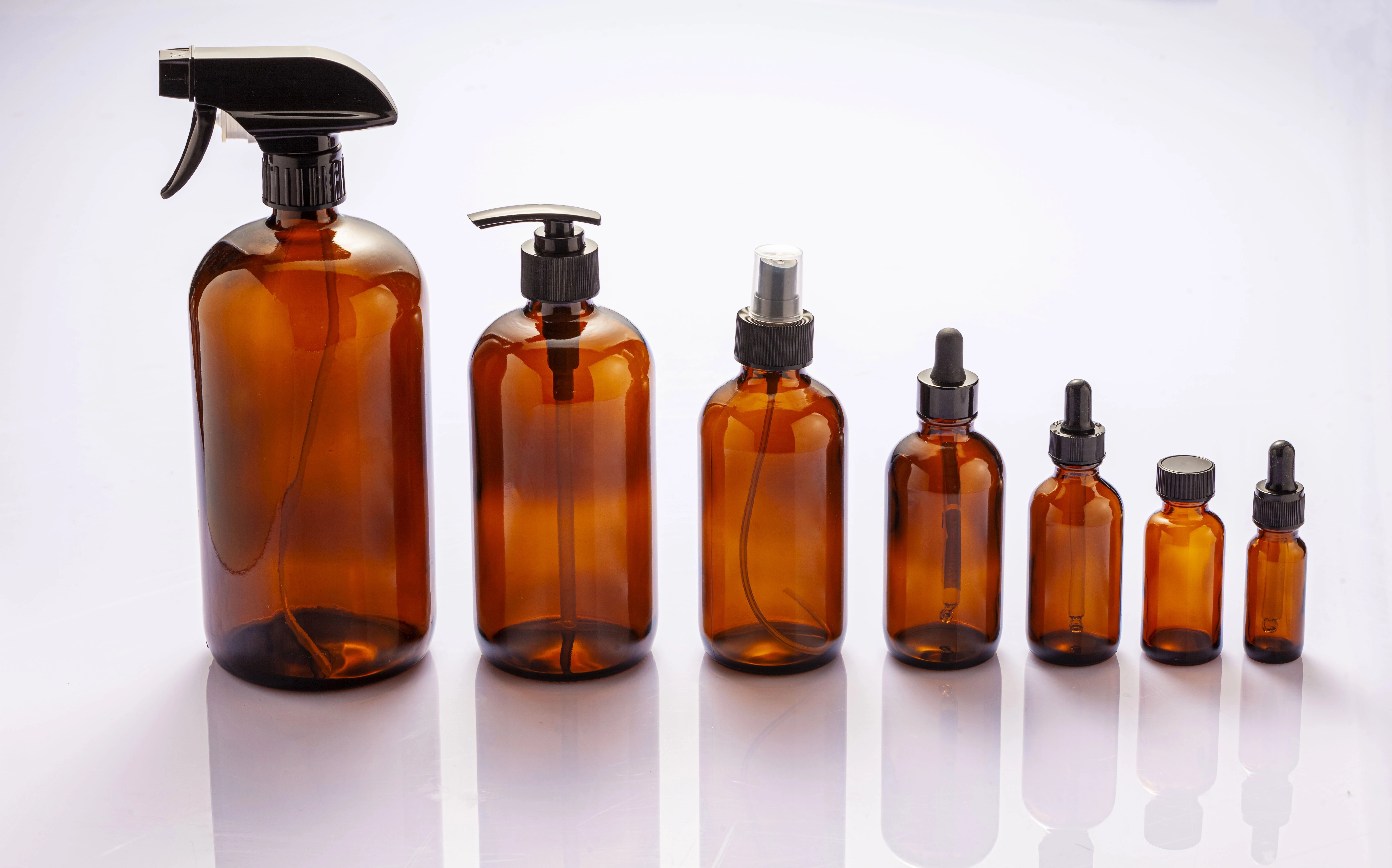 Wholesale 5ml 10ml 15ml 20ml 25ml 30ml 50ml 100ml Brown Essential Oil Empty Amber Glass pharmaceutical bottles