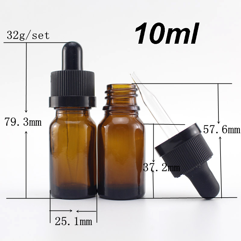 Wholesale 5ml 10ml 15ml 20ml 25ml 30ml 50ml 100ml empty amber glass dropper bottle for CBD aroma essential oil