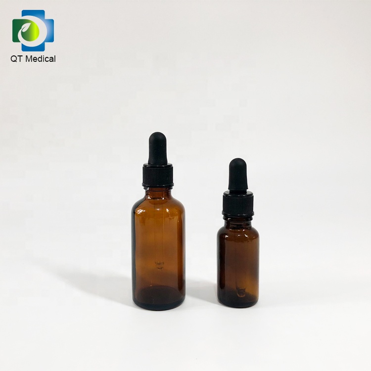 Wholesale 5ml 10ml 15ml 20ml 30ml 50ml 100ml Amber Glass Dropper Bottle For Oil With Liquid Medicine