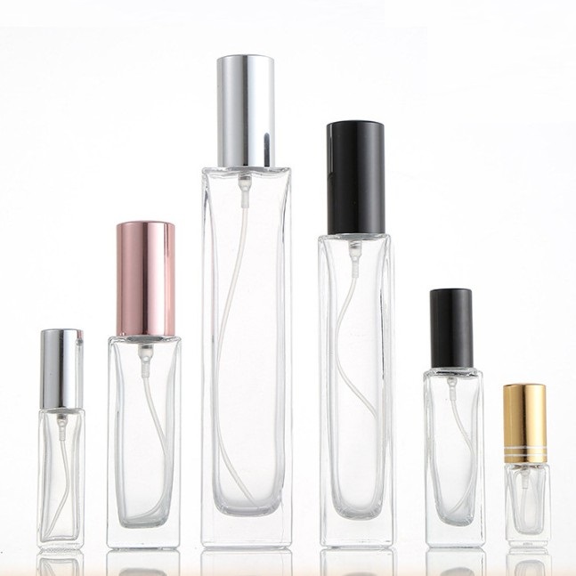 Wholesale 5ml  10ml  15ml 20ml 30ml 50ml 100ml  Square Shape Empty Refillable Glass Perfume Bottle Travel Tester Bottles