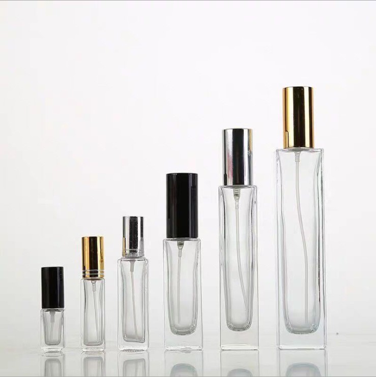 Wholesale 5ml 10ml 15ml 20ml 30ml 50ml 100ml Square Shape Empty Refillable Glass Perfume Bottle Travel Tester Bottles