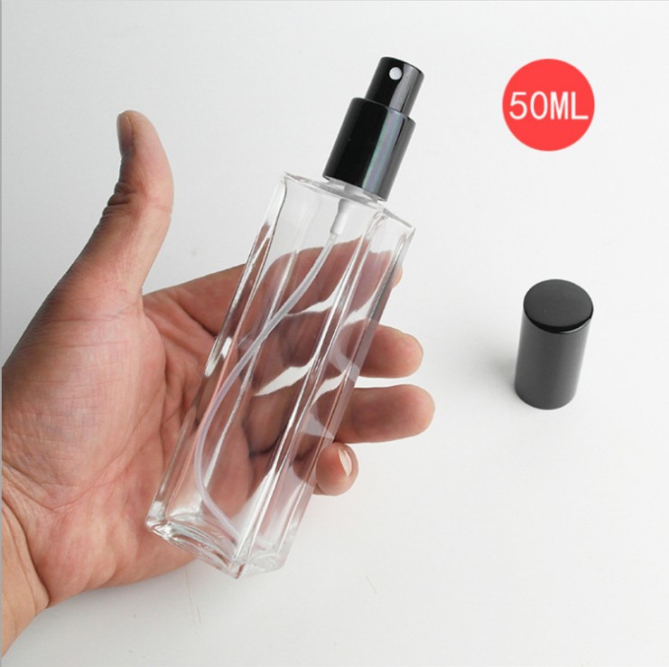 Wholesale 5ml 10ml 15ml 20ml 30ml 50ml 100ml Square Shape Empty Refillable Glass Perfume Bottle Travel Tester Bottles