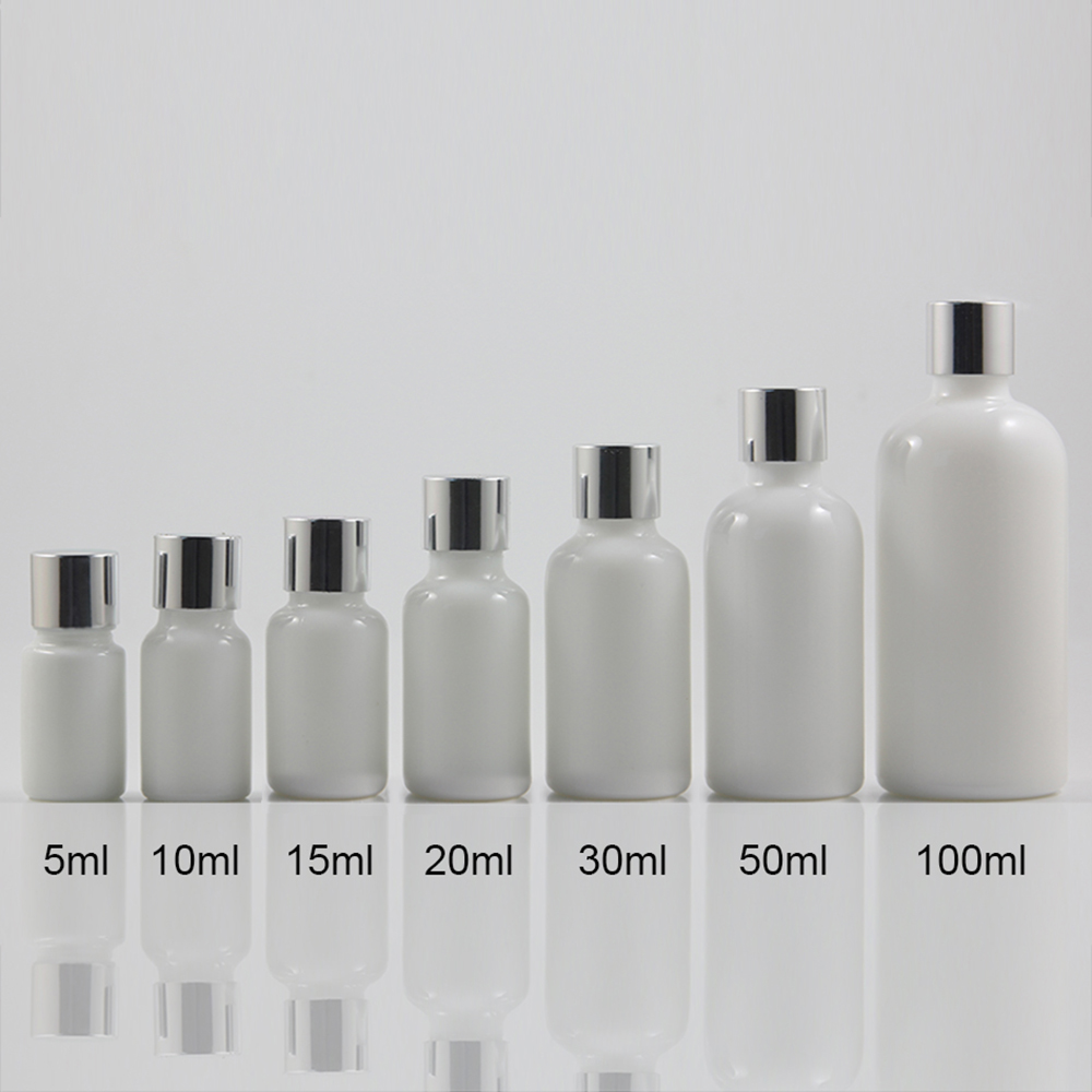 Wholesale 5ml 10ml 15ml 20ml 30ml 50ml 100ml White Glass Bottle with Inner Stopper