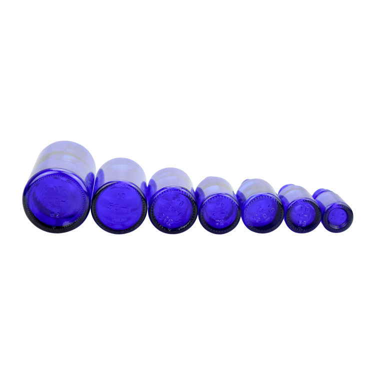 Wholesale 5ml 10ml 15ml 20ml 30ml 50ml 100ml blue essential oil bottle with whitesilver dropper