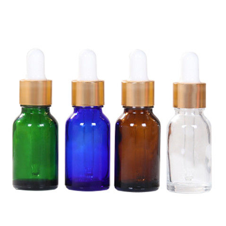 Wholesale 5ml 10ml 15ml 20ml 30ml 50ml 100ml clear amber blue essential oil glass dropper bottle 10ml 15ml 50ml