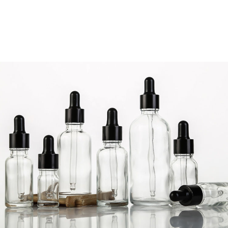 Wholesale 5ml 10ml 15ml 20ml 30ml 50ml 100ml clear amber blue essential oil glass dropper bottle 10ml 15ml 50ml