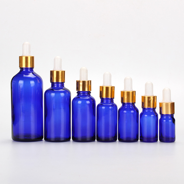 Wholesale 5ml 10ml 15ml 20ml 30ml 50ml 100ml clear amber blue essential oil glass dropper bottle